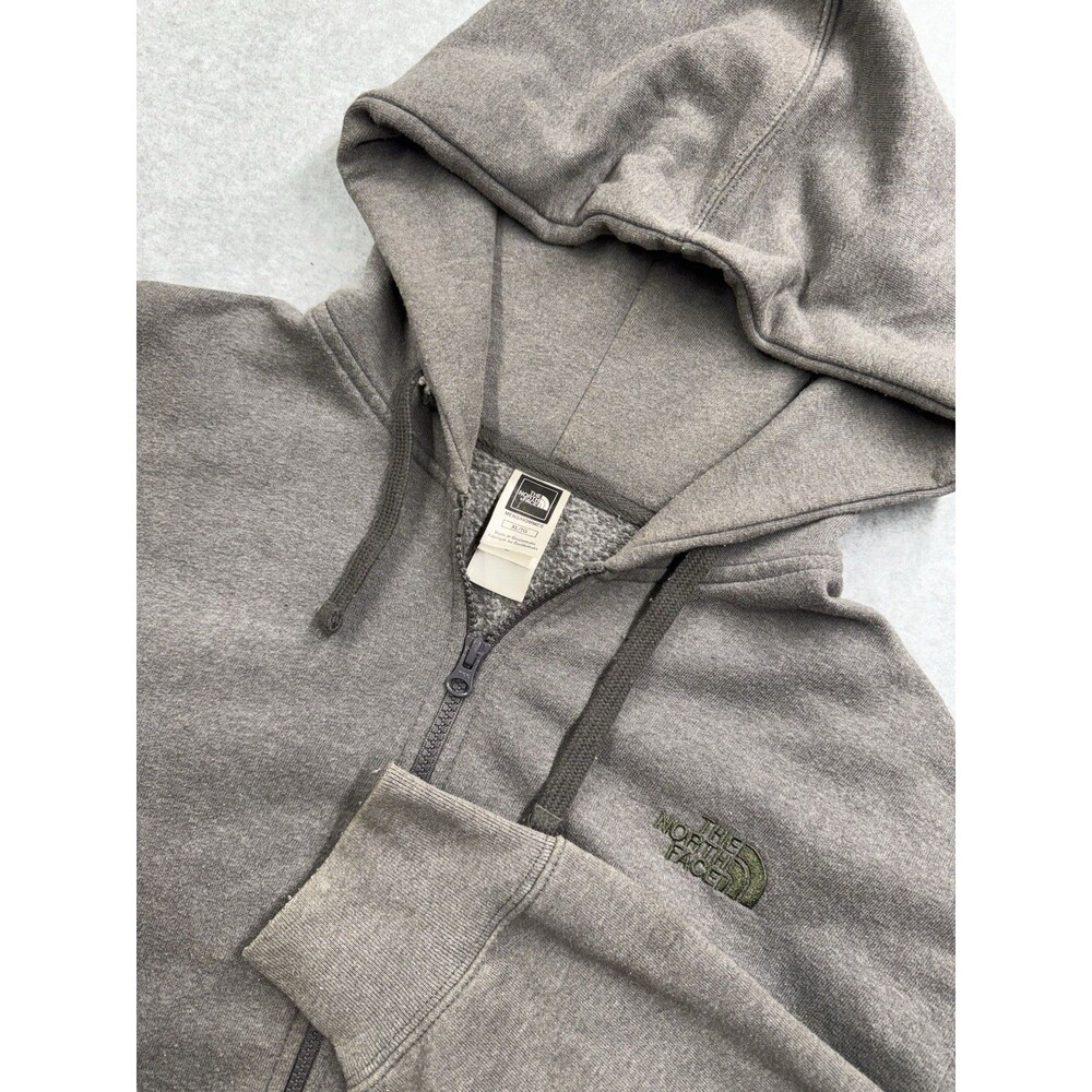 The North Face Full Zip Hoodie Gray Fleece Men's XL Hooded Logo Pockets